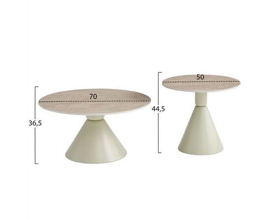 ΣΕΤ 2 ΤΡΑΠΕΖΙΑ ΣΑΛΟΝΙΟΥ JEN HM18305.04 ΜΕΤΑΛΛΟ ΣΑΜΠΑΝΙ-ΚΕΡΑΜΙΚΟ ΣΕ TRAVERTINE Φ50εκ & Φ70εκ - ΤΡΑΠΕΖΑΚΙΑ ΣΑΛΟΝΙΟΥ στο Milonadakis.gr