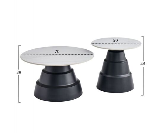 ΣΕΤ 2 ΤΡΑΠΕΖΙΑ ΣΑΛΟΝΙΟΥ LIDOX HM18306.02 SINTERED STONE TOP- SNOW WHITE ΧΡΩΜΑ Φ50 & Φ70 - ΤΡΑΠΕΖΑΚΙΑ ΣΑΛΟΝΙΟΥ στο Milonadakis.gr