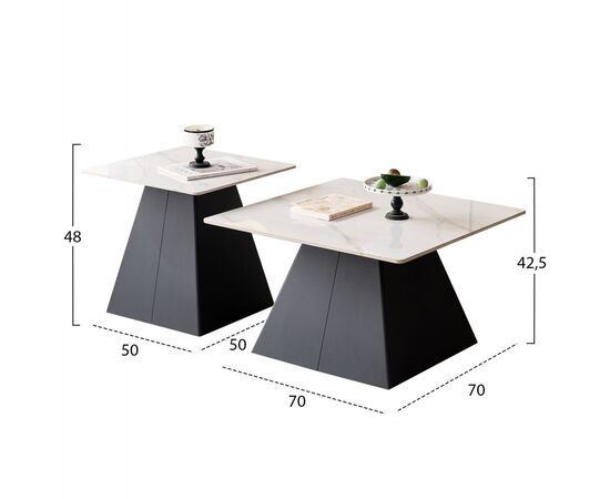 ΣΕΤ 2 ΤΡΑΠΕΖΙΑ ΣΑΛΟΝΙΟΥ QUBER(X) HM18311.02 SINTERED STONE ΤΕΤΡΑΓΩΝΟ--ΒΑΣΕΙΣ ΜΑΥΡΕΣ - ΤΡΑΠΕΖΑΚΙΑ ΣΑΛΟΝΙΟΥ στο Milonadakis.gr