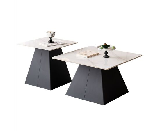 ΣΕΤ 2 ΤΡΑΠΕΖΙΑ ΣΑΛΟΝΙΟΥ QUBER(X) HM18311.02 SINTERED STONE ΤΕΤΡΑΓΩΝΟ--ΒΑΣΕΙΣ ΜΑΥΡΕΣ - ΤΡΑΠΕΖΑΚΙΑ ΣΑΛΟΝΙΟΥ στο Milonadakis.gr