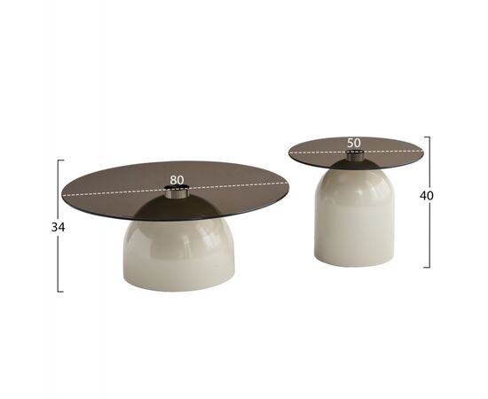 ΣΕΤ 2 ΤΡΑΠΕΖΙΑ ΣΑΛΟΝΙΟΥ BELLINS HM18313.04 ΜΠΕΖ ΜΕΤΑΛ.ΒΑΣΕΙΣ--ΓΥΑΛΙ Φ50εκ & Φ80εκ - ΤΡΑΠΕΖΑΚΙΑ ΣΑΛΟΝΙΟΥ στο Milonadakis.gr