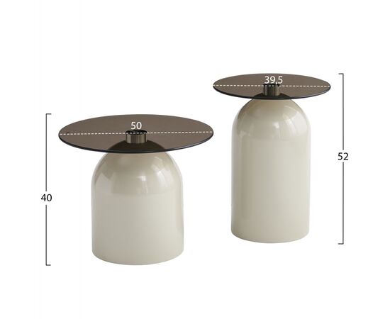 ΣΕΤ 2 ΤΡΑΠΕΖΙΑ ΣΑΛΟΝΙΟΥ BELLINS HM18314.04 ΜΠΕΖ ΜΕΤΑΛ.ΒΑΣΕΙΣ--ΓΥΑΛΙ Φ50εκ & Φ39,5εκ - ΤΡΑΠΕΖΑΚΙΑ ΣΑΛΟΝΙΟΥ στο Milonadakis.gr