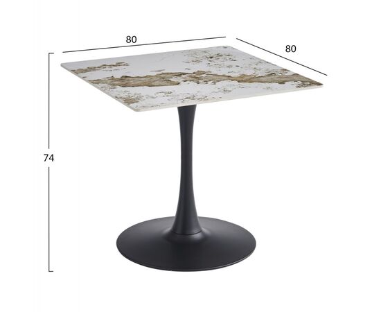 ΤΡΑΠΕΖΙ ΤΡΑΠΕΖΑΡΙΑΣ TETRAN HM18315.02 ΒΑΣΗ ΜΑΥΡΗ--SINTERED STONE PANDORA 80x80x74Υεκ - ΤΡΑΠΕΖΙΑ ΚΟΥΖΙΝΑΣ στο Milonadakis.gr