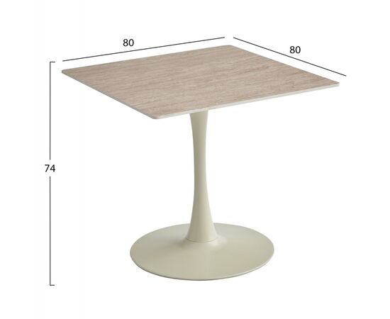 ΤΡΑΠΕΖΙ ΤΡΑΠΕΖΑΡΙΑΣ TETRAN HM18315.04 ΒΑΣΗ ΣΑΜΠΑΝΙ--SINTERED STONE ΧΡΩΜΑ ΤΡΑΒΕΡΤΙΝΑ 80x80x74Υεκ - ΤΡΑΠΕΖΙΑ ΚΟΥΖΙΝΑΣ στο Milonadakis.gr