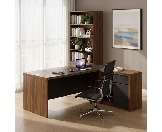 Γραφείο γωνιακό επαγγελματικό αναστρέψιμο Oscar pakoworld καρυδί-ανθρακί 200x188,6x76εκ - ΓΡΑΦΕΙΑ στο Milonadakis.gr