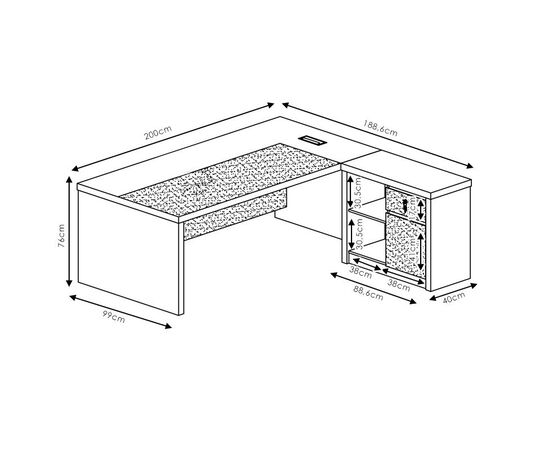 Γραφείο γωνιακό επαγγελματικό αναστρέψιμο Oscar pakoworld καρυδί-ανθρακί 200x188,6x76εκ - ΓΡΑΦΕΙΑ στο Milonadakis.gr