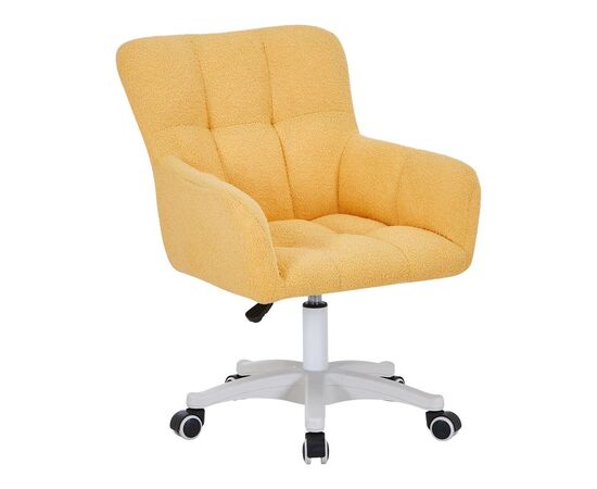 Καρέκλα γραφείου εργασίας Givole pakoworld σε κίτρινο μπουκλέ ύφασμα 55x55x75-84εκ - ΚΑΡΕΚΛΕΣ ΓΡΑΦΕΙΟΥ στο Milonadakis.gr