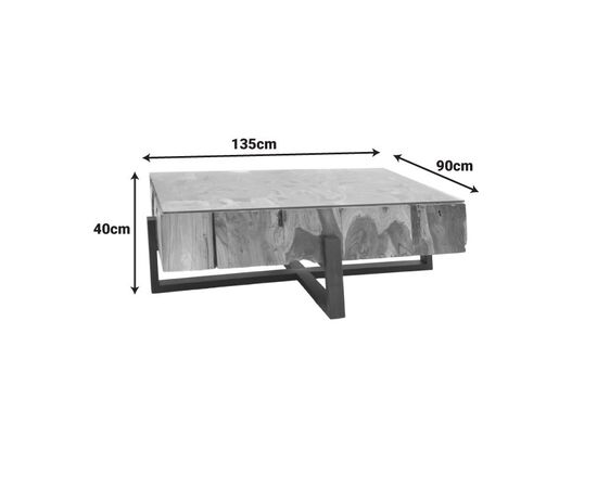 Τραπέζι σαλονιού Borth Inart teak ξύλο σε φυσική απόχρωση 135x90x40εκ - ΤΡΑΠΕΖΑΚΙΑ ΣΑΛΟΝΙΟΥ στο Milonadakis.gr