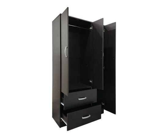 Ντουλάπα τρίφυλλη με 2 συρτάρια Lego pakoworld σε wenge απόχρωση 90x42x180εκ - ΝΤΟΥΛΑΠΕΣ στο Milonadakis.gr