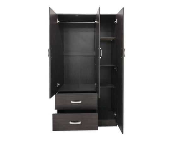 Ντουλάπα τρίφυλλη με 2 συρτάρια Lego pakoworld σε wenge απόχρωση 90x42x180εκ - ΝΤΟΥΛΑΠΕΣ στο Milonadakis.gr