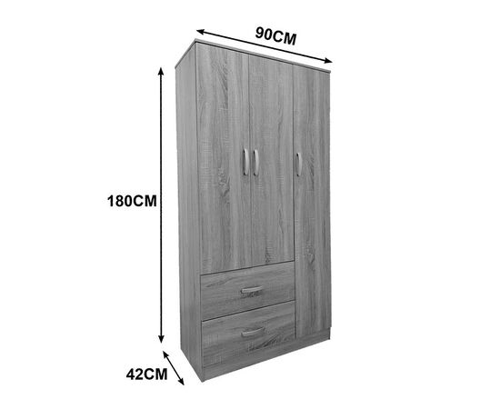 Ντουλάπα τρίφυλλη με 2 συρτάρια Lego pakoworld σε λευκή απόχρωση 90x42x180εκ - ΝΤΟΥΛΑΠΕΣ στο Milonadakis.gr