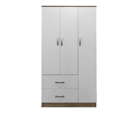 Ντουλάπα τρίφυλλη με 2 συρτάρια Lego pakoworld σε oak-λευκή απόχρωση 90x42x180εκ - ΝΤΟΥΛΑΠΕΣ στο Milonadakis.gr