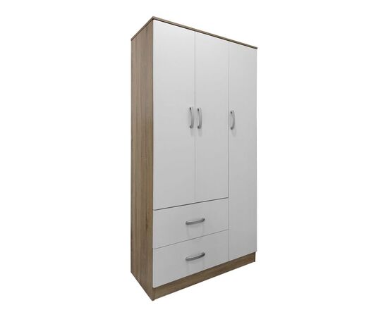 Ντουλάπα τρίφυλλη με 2 συρτάρια Lego pakoworld σε oak-λευκή απόχρωση 90x42x180εκ - ΝΤΟΥΛΑΠΕΣ στο Milonadakis.gr