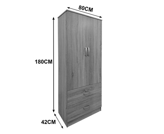 Ντουλάπα δίφυλλη με 2 συρτάρια Lego pakoworld σε wenge απόχρωση 80x42x180εκ - ΝΤΟΥΛΑΠΕΣ στο Milonadakis.gr