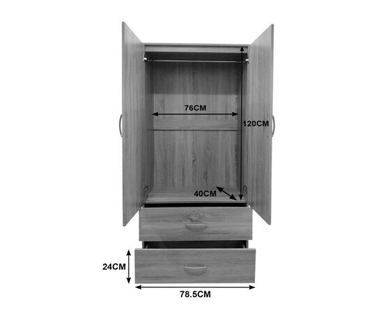 Ντουλάπα δίφυλλη με 2 συρτάρια Lego pakoworld σε wenge απόχρωση 80x42x180εκ - ΝΤΟΥΛΑΠΕΣ στο Milonadakis.gr