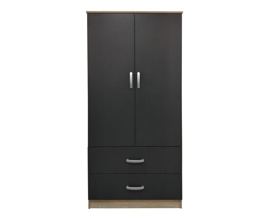 Ντουλάπα δίφυλλη με 2 συρτάρια Lego pakoworld σε oak-ανθρακί απόχρωση 80x42x180εκ - ΝΤΟΥΛΑΠΕΣ στο Milonadakis.gr