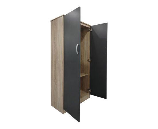 Ντουλάπα δίφυλλη Lego pakoworld σε oak-ανθρακί απόχρωση 80x42x180εκ - ΝΤΟΥΛΑΠΕΣ στο Milonadakis.gr