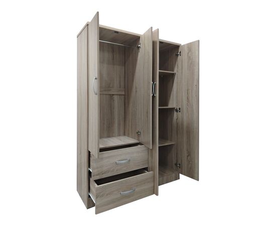 Ντουλάπα τετράφυλλη με 2 συρτάρια Lego pakoworld σε oak απόχρωση 120.5x42x181εκ - ΝΤΟΥΛΑΠΕΣ στο Milonadakis.gr