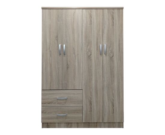 Ντουλάπα τετράφυλλη με 2 συρτάρια Lego pakoworld σε oak απόχρωση 120.5x42x181εκ - ΝΤΟΥΛΑΠΕΣ στο Milonadakis.gr