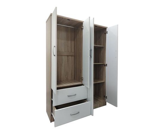 Ντουλάπα τετράφυλλη με 2 συρτάρια Lego pakoworld σε oak-λευκή απόχρωση 120.5x42x181εκ - ΝΤΟΥΛΑΠΕΣ στο Milonadakis.gr