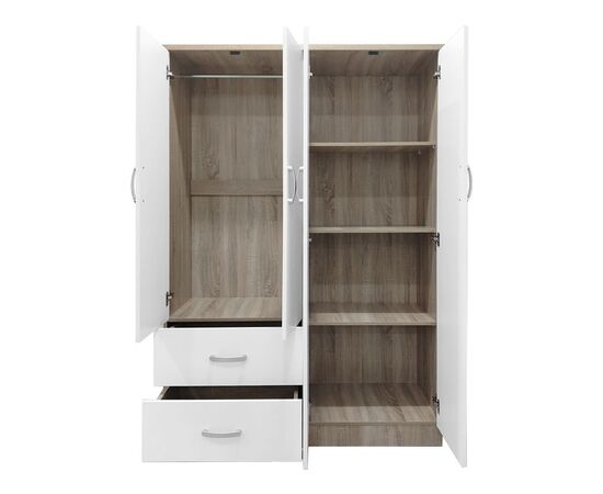 Ντουλάπα τετράφυλλη με 2 συρτάρια Lego pakoworld σε oak-λευκή απόχρωση 120.5x42x181εκ - ΝΤΟΥΛΑΠΕΣ στο Milonadakis.gr