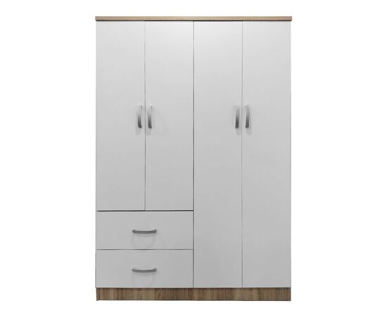 Ντουλάπα τετράφυλλη με 2 συρτάρια Lego pakoworld σε oak-λευκή απόχρωση 120.5x42x181εκ - ΝΤΟΥΛΑΠΕΣ στο Milonadakis.gr