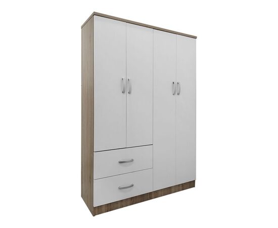 Ντουλάπα τετράφυλλη με 2 συρτάρια Lego pakoworld σε oak-λευκή απόχρωση 120.5x42x181εκ - ΝΤΟΥΛΑΠΕΣ στο Milonadakis.gr