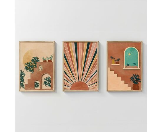 Πίνακας Quesin  pakoworld τρίπτυχος με ψηφιακή εκτύπωση και πλαίσιο 33x1.5x48εκ - ΠΙΝΑΚΕΣ στο Milonadakis.gr