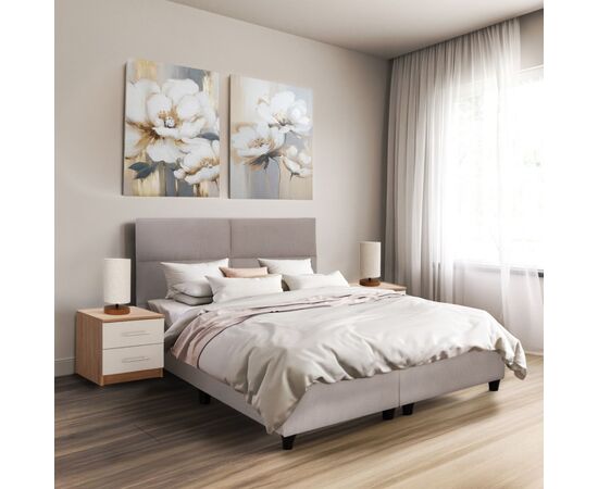 ΚΡΕΒΑΤΙ MILO HM616.32 ΜΠΕΖ ΥΦΑΣΜΑ ΓΙΑ ΣΤΡΩΜΑ 160x200εκ - ΚΡΕΒΑΤΙΑ στο Milonadakis.gr