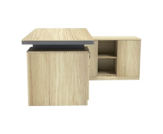 Γραφείο επαγγελματικό Lotus pakoworld με δεξιά γωνία σε φυσική-ανθρακί απόχρωση  200x160x76εκ - ΓΡΑΦΕΙΑ στο Milonadakis.gr