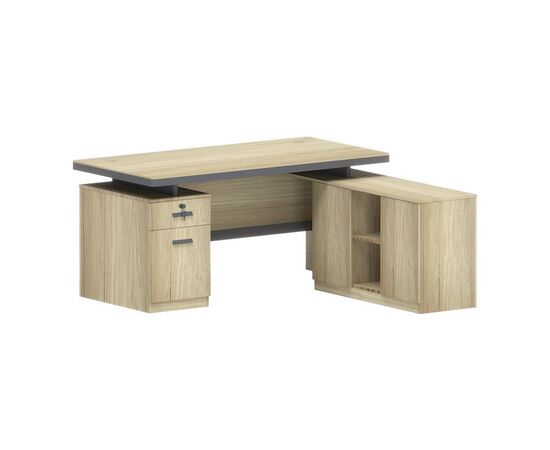 Γραφείο επαγγελματικό Lotus pakoworld με δεξιά γωνία σε φυσική-ανθρακί απόχρωση  200x160x76εκ - ΓΡΑΦΕΙΑ στο Milonadakis.gr