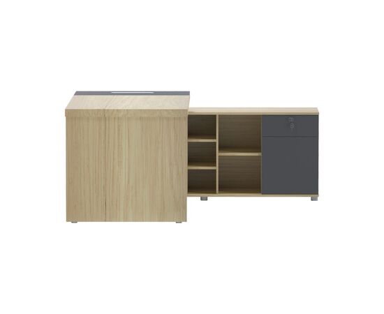 Γραφείο επαγγελματικό Lotus pakoworld με δεξιά γωνία σε φυσική-ανθρακί απόχρωση  160x160x75εκ - ΓΡΑΦΕΙΑ στο Milonadakis.gr