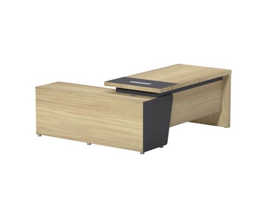 Γραφείο επαγγελματικό Lotus pakoworld με δεξιά γωνία σε φυσική-ανθρακί απόχρωση 180x180x75εκ - ΓΡΑΦΕΙΑ στο Milonadakis.gr