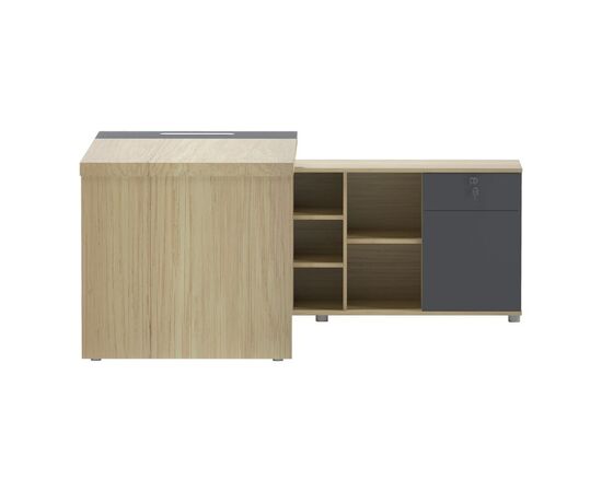 Γραφείο επαγγελματικό Lotus pakoworld με δεξιά γωνία σε φυσική-ανθρακί απόχρωση 180x180x75εκ - ΓΡΑΦΕΙΑ στο Milonadakis.gr