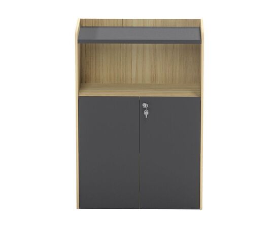 Ντουλάπι γραφείου χαμηλό Lotus pakoworld σε φυσική-ανθρακί απόχρωση 80x40x120εκ - ΝΤΟΥΛΑΠΙΑ στο Milonadakis.gr