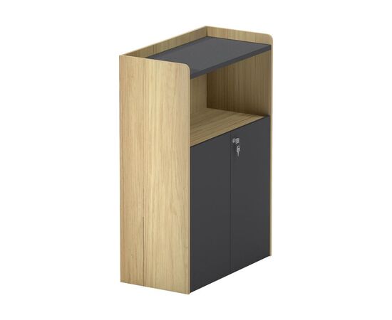 Ντουλάπι γραφείου χαμηλό Lotus pakoworld σε φυσική-ανθρακί απόχρωση 80x40x120εκ - ΝΤΟΥΛΑΠΙΑ στο Milonadakis.gr