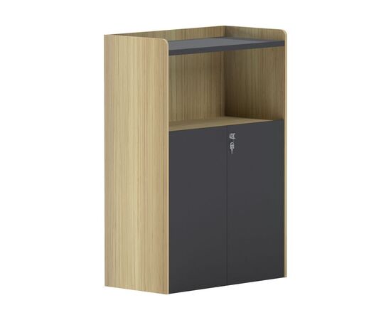 Ντουλάπι γραφείου χαμηλό Lotus pakoworld σε φυσική-ανθρακί απόχρωση 80x40x120εκ - ΝΤΟΥΛΑΠΙΑ στο Milonadakis.gr