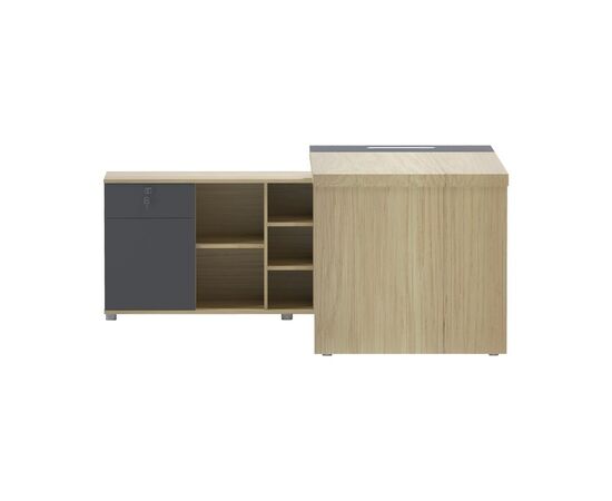 Γραφείο επαγγελματικό Lotus pakoworld αριστερή γωνία σε φυσική-ανθρακί απόχρωση  160x160x75εκ - ΓΡΑΦΕΙΑ στο Milonadakis.gr