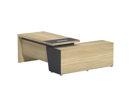 Γραφείο επαγγελματικό Lotus pakoworld αριστερή σε φυσική-ανθρακί απόχρωση 180x180x75εκ - ΓΡΑΦΕΙΑ στο Milonadakis.gr