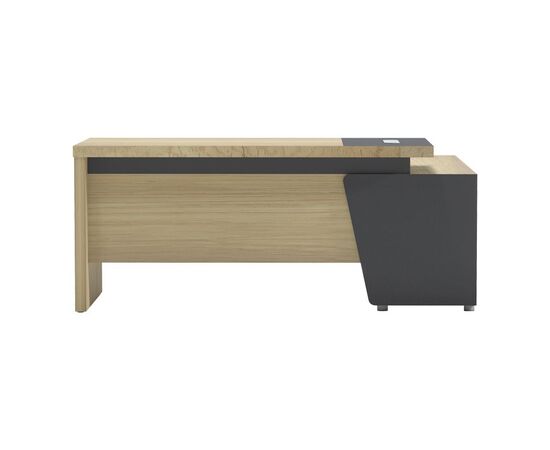 Γραφείο επαγγελματικό Lotus pakoworld αριστερή σε φυσική-ανθρακί απόχρωση 180x180x75εκ - ΓΡΑΦΕΙΑ στο Milonadakis.gr