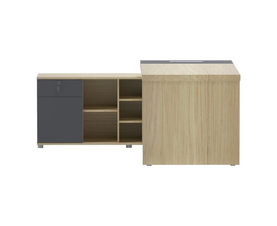 Γραφείο επαγγελματικό Lotus pakoworld αριστερή σε φυσική-ανθρακί απόχρωση 180x180x75εκ - ΓΡΑΦΕΙΑ στο Milonadakis.gr