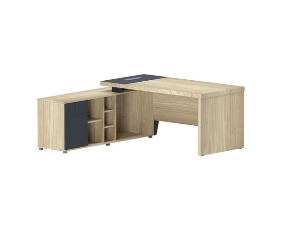 Γραφείο επαγγελματικό Lotus pakoworld αριστερή σε φυσική-ανθρακί απόχρωση 180x180x75εκ - ΓΡΑΦΕΙΑ στο Milonadakis.gr