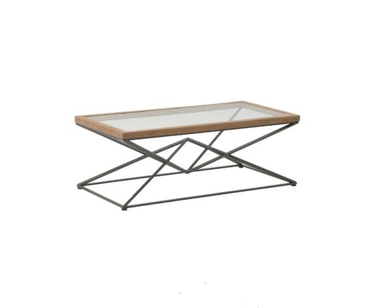 Τραπέζι σαλονιού Cena Inart μαύρο-φυσικό μέταλλο-γυαλί-ξύλο 121x61x45εκ - ΤΡΑΠΕΖΑΚΙΑ ΣΑΛΟΝΙΟΥ στο Milonadakis.gr