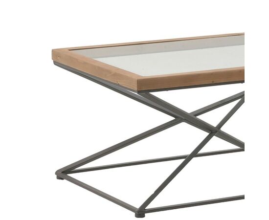 Τραπέζι σαλονιού Cena Inart μαύρο-φυσικό μέταλλο-γυαλί-ξύλο 121x61x45εκ - ΤΡΑΠΕΖΑΚΙΑ ΣΑΛΟΝΙΟΥ στο Milonadakis.gr