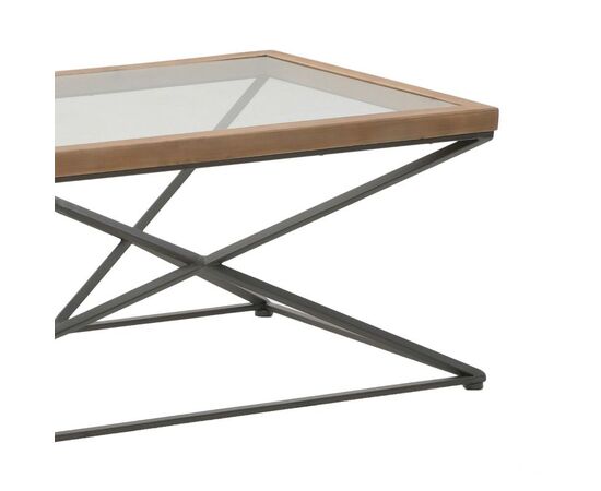 Τραπέζι σαλονιού Cena Inart μαύρο-φυσικό μέταλλο-γυαλί-ξύλο 121x61x45εκ - ΤΡΑΠΕΖΑΚΙΑ ΣΑΛΟΝΙΟΥ στο Milonadakis.gr