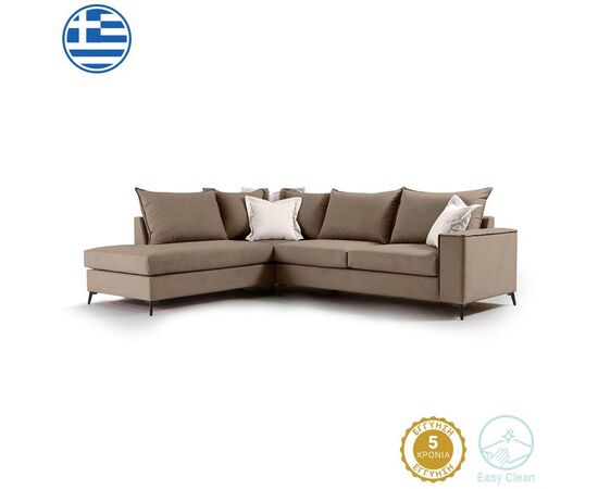 Γωνιακός καναπές δεξιά γωνία Romantic pakoworld ύφασμα mocha-cream 290x235x95εκ - ΚΑΝΑΠΕΔΕΣ-ΣΑΛΟΝΙΑ στο Milonadakis.gr