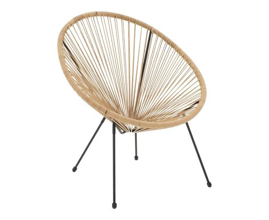 Πολυθρόνα Acapulco pakoworld μεταλλο σε μαύρη-pe rattan σε φυσική απόχρωση 68.5x74.5x84εκ - ΚΑΡΕΚΛΕΣ - ΠΟΛΥΘΡΟΝΕΣ στο Milonadakis.gr