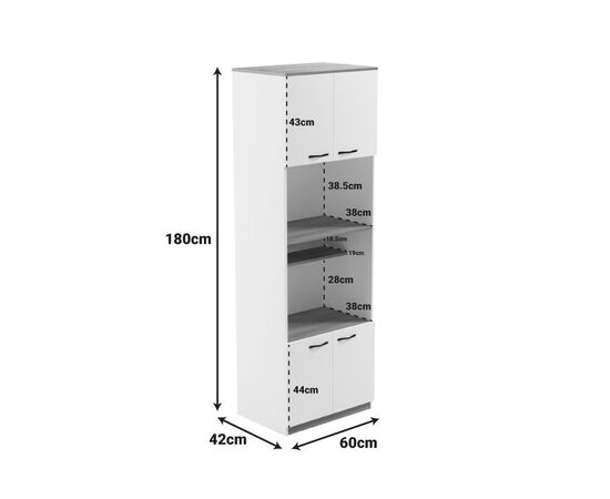 Ντουλάπα κουζίνας Rowan pakoworld σε ανθρακί-oak απόχρωση 60x42x182εκ - ΟΡΓΑΝΩΣΗ ΣΠΙΤΙΟΥ στο Milonadakis.gr