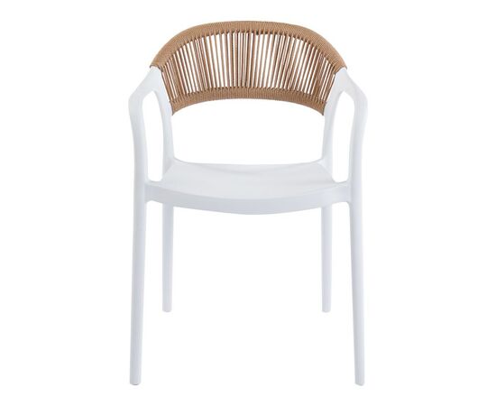 Πολυθρόνα Ankara pakoworld στοιβαζόμενη pp-pe rattan σε λευκή-φυσική απόχρωση 54x55.5x77εκ - ΚΑΡΕΚΛΕΣ - ΠΟΛΥΘΡΟΝΕΣ στο Milonadakis.gr