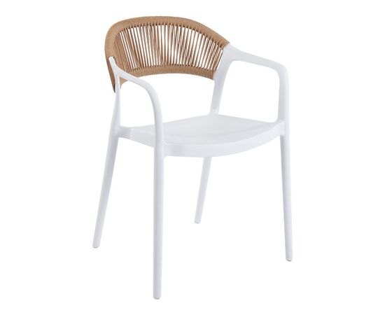 Πολυθρόνα Ankara pakoworld στοιβαζόμενη pp-pe rattan σε λευκή-φυσική απόχρωση 54x55.5x77εκ - ΚΑΡΕΚΛΕΣ - ΠΟΛΥΘΡΟΝΕΣ στο Milonadakis.gr